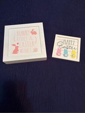Rae Dunn White Easter Bunny Kisses & Mini Bunny Hook Signs